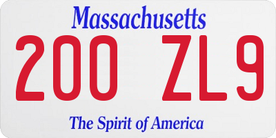 MA license plate 200ZL9