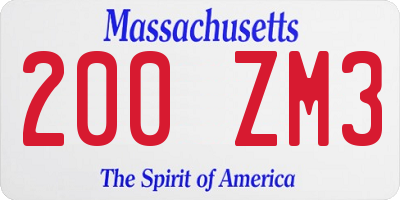 MA license plate 200ZM3