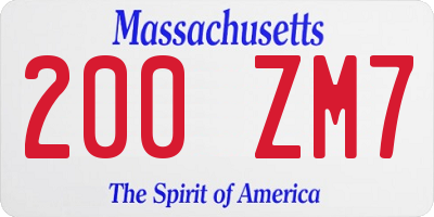 MA license plate 200ZM7