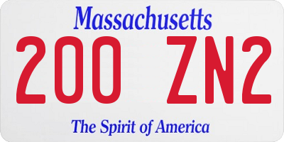 MA license plate 200ZN2