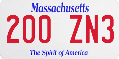 MA license plate 200ZN3