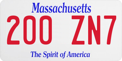 MA license plate 200ZN7