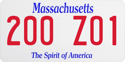 MA license plate 200ZO1