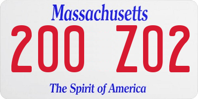 MA license plate 200ZO2