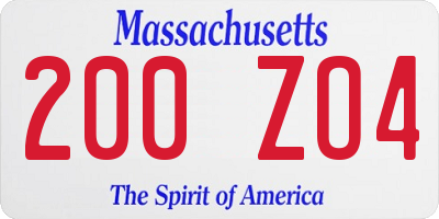 MA license plate 200ZO4