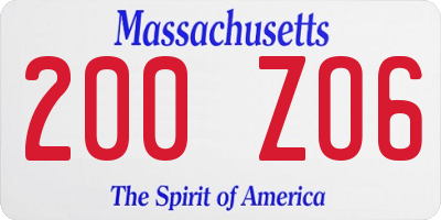 MA license plate 200ZO6