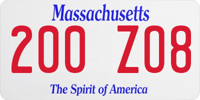 MA license plate 200ZO8