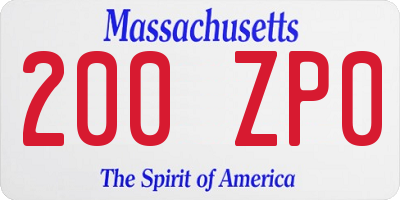 MA license plate 200ZP0