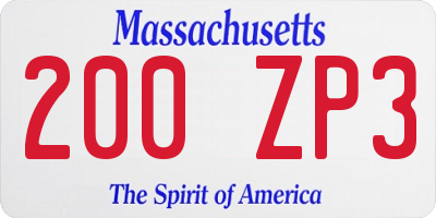 MA license plate 200ZP3