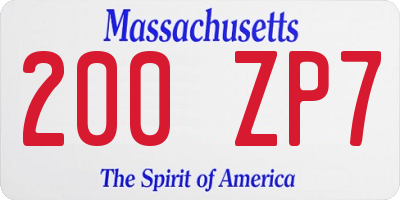 MA license plate 200ZP7