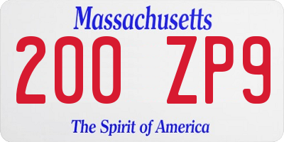 MA license plate 200ZP9
