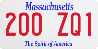 MA license plate 200ZQ1