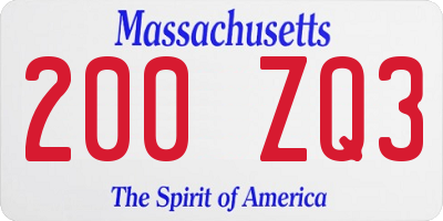 MA license plate 200ZQ3