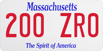 MA license plate 200ZR0