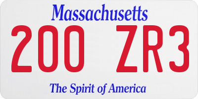 MA license plate 200ZR3