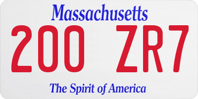 MA license plate 200ZR7