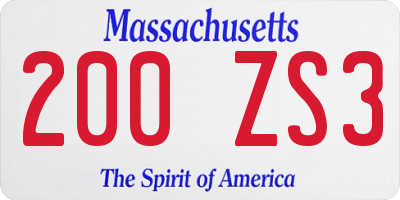 MA license plate 200ZS3