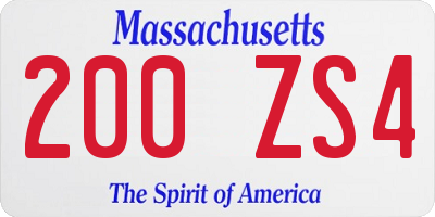 MA license plate 200ZS4
