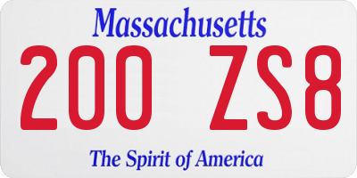 MA license plate 200ZS8