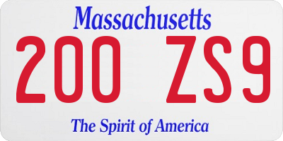 MA license plate 200ZS9