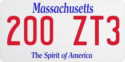 MA license plate 200ZT3
