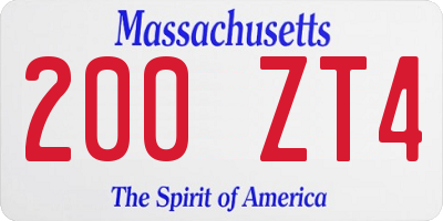 MA license plate 200ZT4