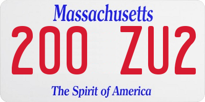MA license plate 200ZU2
