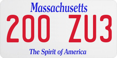 MA license plate 200ZU3