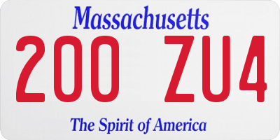 MA license plate 200ZU4