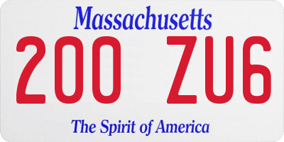 MA license plate 200ZU6