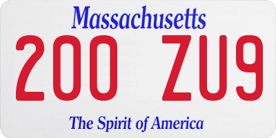 MA license plate 200ZU9