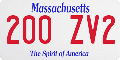 MA license plate 200ZV2