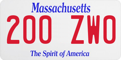 MA license plate 200ZW0