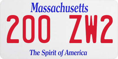 MA license plate 200ZW2