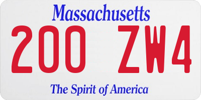 MA license plate 200ZW4