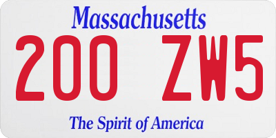 MA license plate 200ZW5