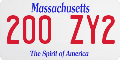 MA license plate 200ZY2
