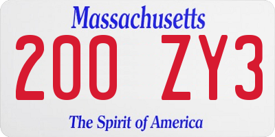 MA license plate 200ZY3