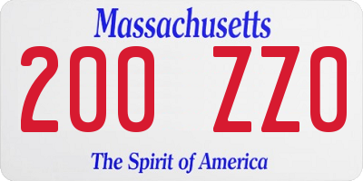 MA license plate 200ZZ0