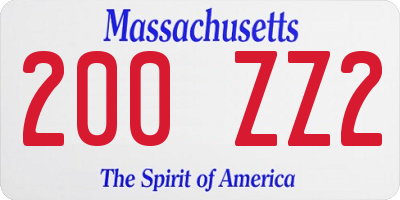 MA license plate 200ZZ2