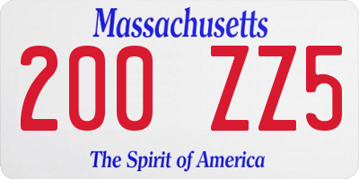 MA license plate 200ZZ5