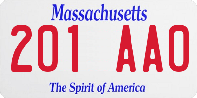 MA license plate 201AA0