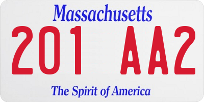 MA license plate 201AA2
