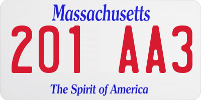 MA license plate 201AA3