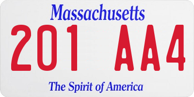 MA license plate 201AA4