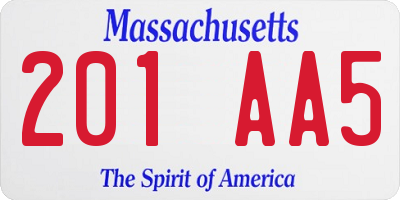 MA license plate 201AA5