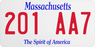 MA license plate 201AA7