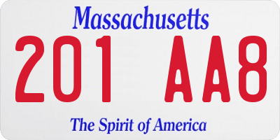 MA license plate 201AA8