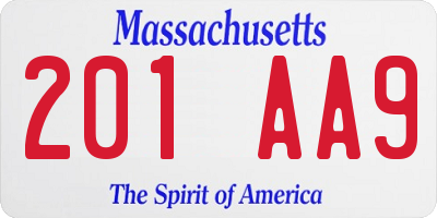 MA license plate 201AA9