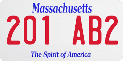 MA license plate 201AB2